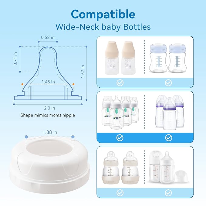 Gotocut Bottle Nipples Slow Flow Nipple Level 1, 0m+, Compatible with Wide-Neck Baby Bottle, 9 Count