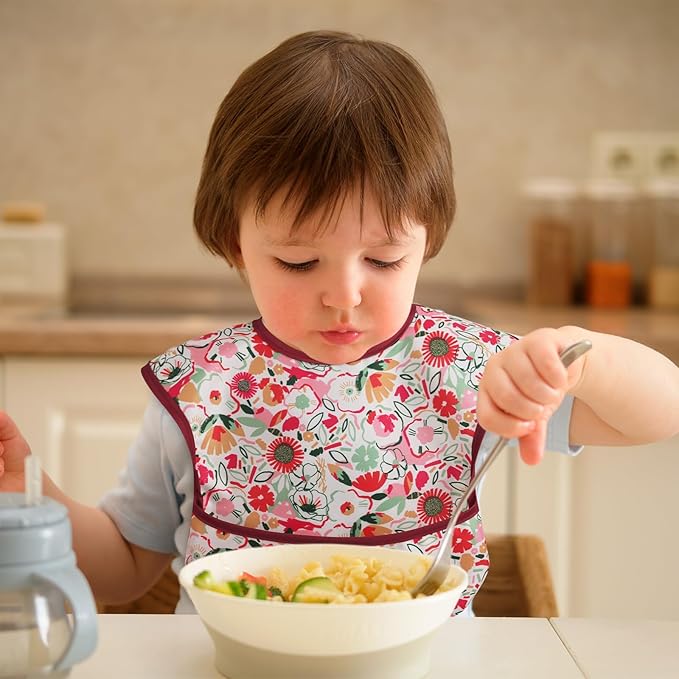 CIVARUA KIDS 3-Pack Waterproof Baby Bibs for Eating - Mess Proof Lightweight Toddler Feeding Bibs with Large Food Catcher