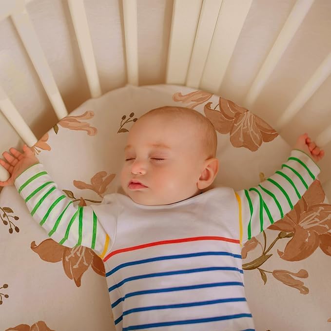 Gllquen Baby Bassinet Sheets Set 2-Pack, Breathable Cozy Bassinet Fitted Sheet Universal Fit Standard Mattress Oval Rectangle Cradle Baby Sheets for Baby Boy Girls Unisex 32"x16"(Lily)
