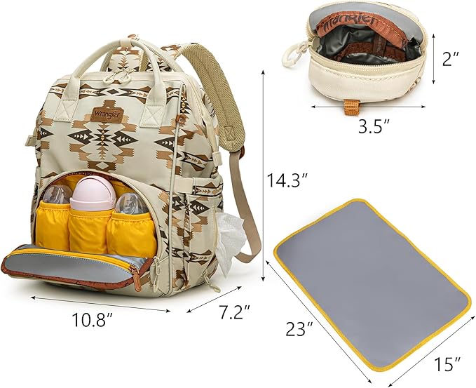 Montana West Wrangler Diaper Bag Backpacks Western Backpack Purses Multi-function Baby Bags for Mom with Waterproof Changing Pad & Pacifier Case