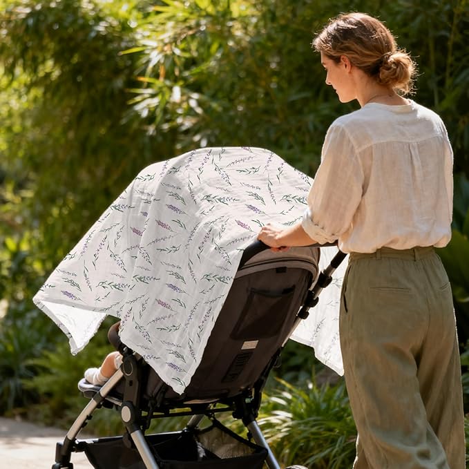 Baby Muslin Swaddle Blankets,2 Pack Receiving Blanket Baby Girl & boy,Large47 x 43 inches,Soft & Skin Friendly Baby Blanket Wrap(Florals)