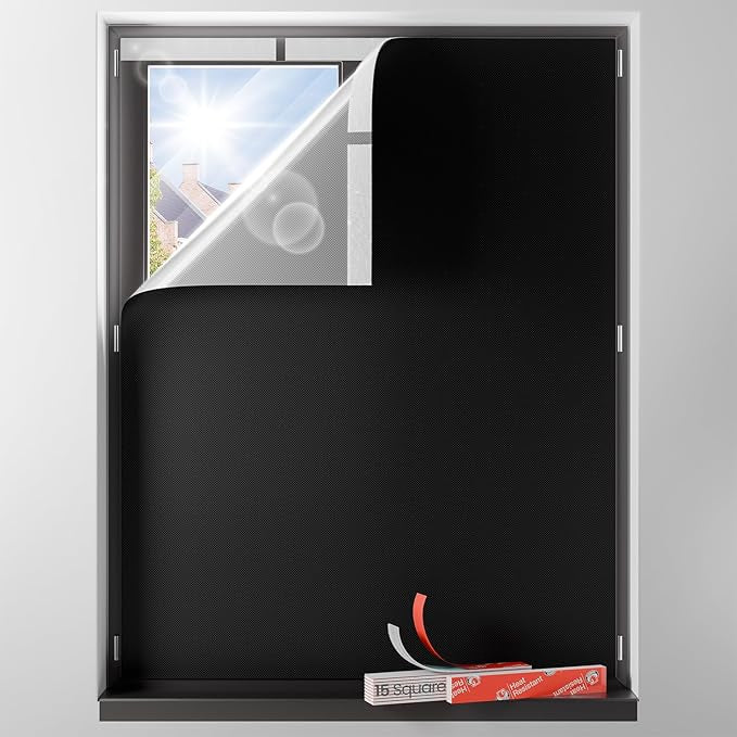 Sumobaby Blackout Curtains for Bedroom Portable 66"x84",No Drill Blackout Shades with Upgraded Hook&Loop Tapes,100% Black Out Window Cover,Thermal Insulated Blinds for Bedroom,Nursery(1 Panel,Black)