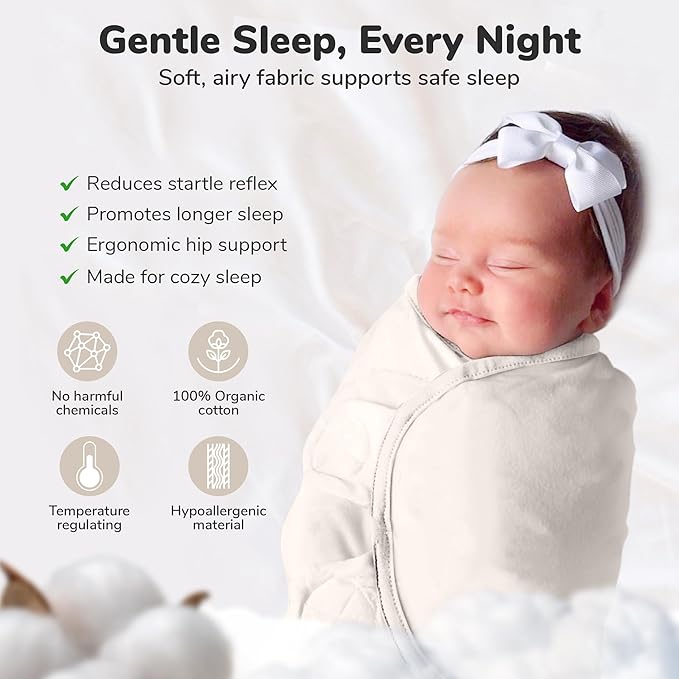 Mama Cheetah Baby Swaddle Sack 3-6 Month, Organic Cotton Swaddling Sleep Sack, Infant Swaddle Blanket, Swaddle Wrap for Large Babies, Easy Swaddles for Girl, 4-Pack