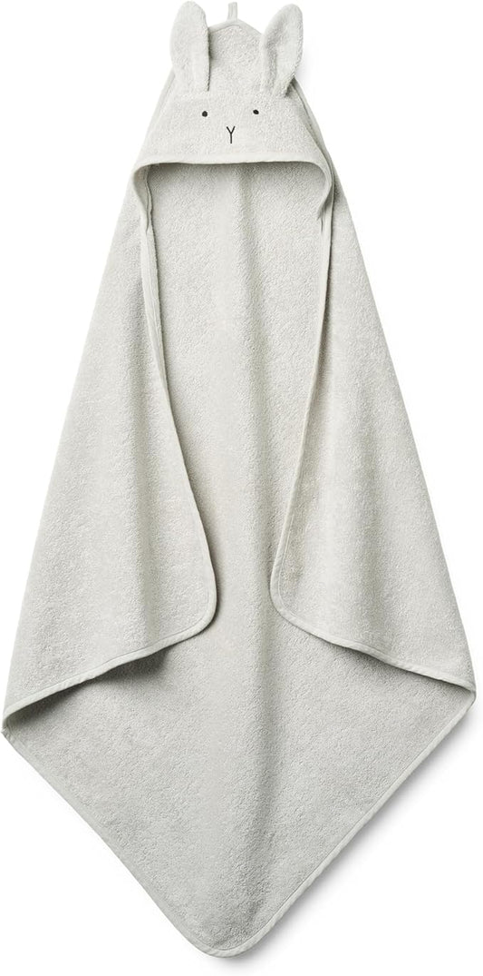Baby Hooded Towel – Organic Cotton Baby Bath Towels – Baby Towels, Baby Bath Towels for Baby Boy, Baby Girl, 32" x 32" Super-Soft and Absorbent Baby Towels for Newborn (Rabbit - Pearl Grey)