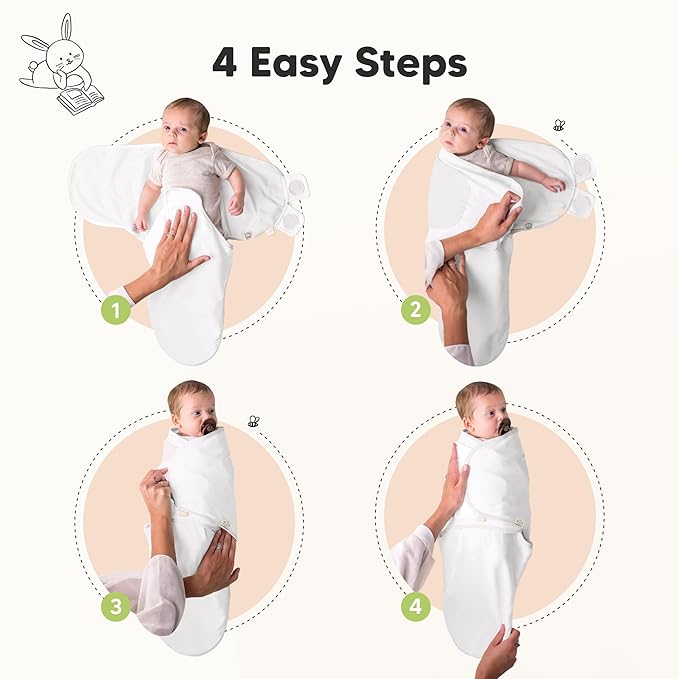 3-Pack Organic Baby Swaddle Sleep Sacks - Swaddles for Newborns, Infant 0-3 Months, Baby Girls, Boys, Soft & Snug Newborn Sleep Sack, Nursery Swaddling Blankets (Cloud)