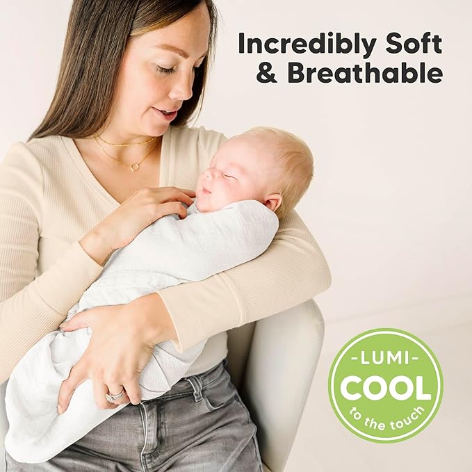 4-Pack Muslin Swaddle Blankets for Boys, Girls - Organic Baby Swaddles for Newborns, Soft & Breathable Receiving Baby Blankets for Girl, Boy, Neutral, Newborn Essentials Gift (Soft White)