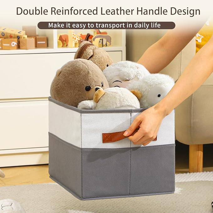 6 Pack Large Storage Bins with Handle,Storage Baskets for Shelves,Fabric Closet Organizer for Organizing Clothes Blanket,Collapsible Storage Bins,Sheet Organizers and Storage,14”x10”x9.5”