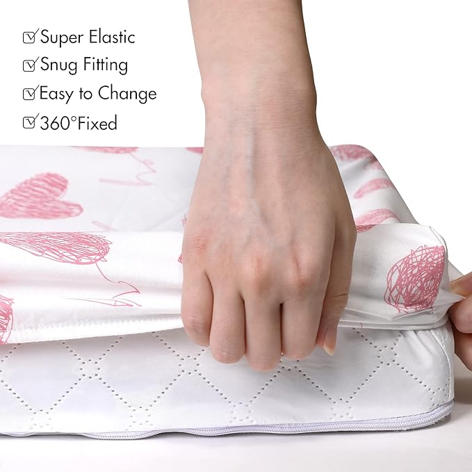Gllquen Baby Bassinet Sheets 4 Pack, Breathable Cozy Fitted Mattress Sheet, Elastic Travel Crib Fashionable Floral Pattern, Standard Cradle Safe Sheets for Baby Boys Girls 32"x16"(Love)