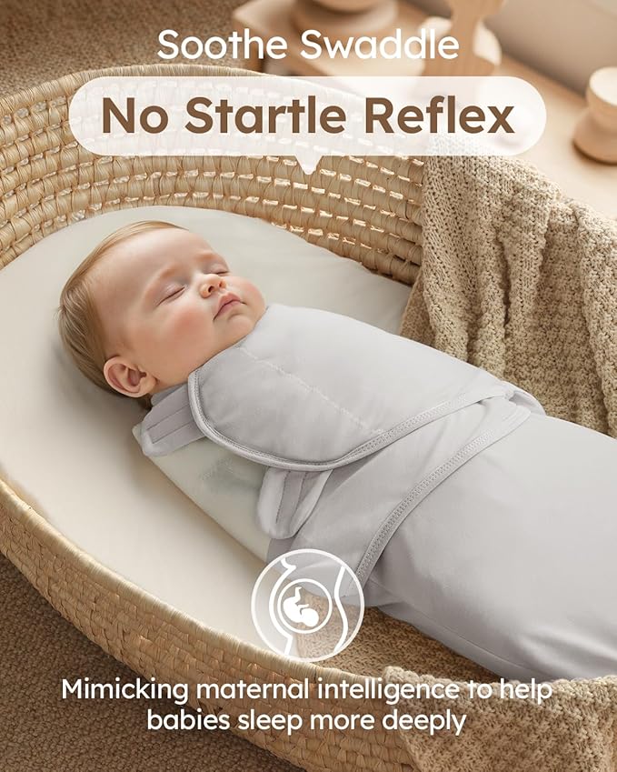 Yoofoss Baby Swaddle for Newborns 0–3 Months, Adjustable Soft & Breathable Swaddles,Noiseless Closure Swaddle Sleep Sack, Durable & Snug Fit