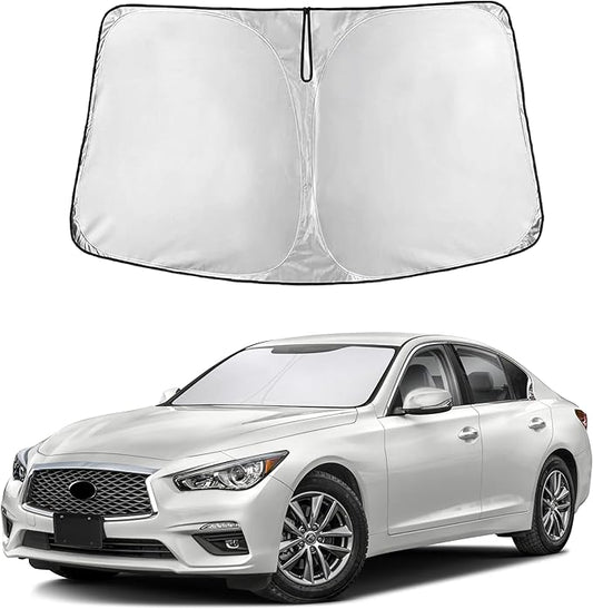 EcoNour Windshield Sun Shade Compatible for Infiniti Q50 2014–2024 | Sedan Front Window Sunshade | Foldable Sun Visor Shield | UV & Heat Blocking Protection