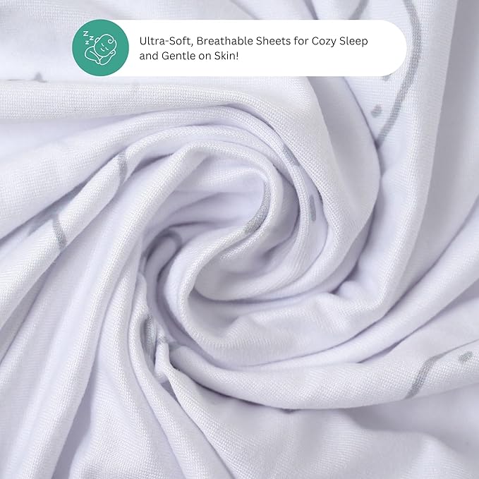 Bassinet Sheets for Airclub, AMKE, LovliTod Baby, Bonbay, Bellababy Bedside Bassinet Sleeper by TansyPanda, 3PC, 20x33, Ultra Soft, Breathable, Snug Fit, Unisex Boys, Girls, Gray (Stars, Clouds)