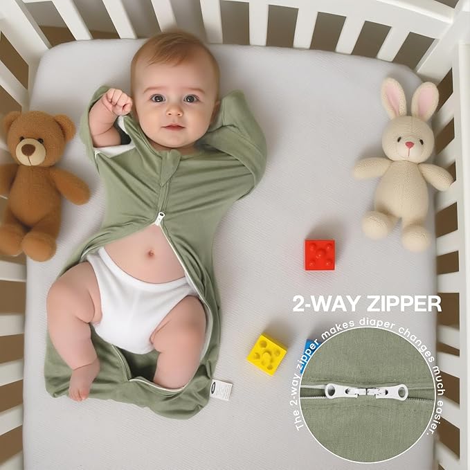 MEXXI Swaddle Baby Sleep Sack With Arms Up, 2 Pack Baby Transitional Swaddle with Double Zipper, 0.5 TOG, 13-19 lbs, M