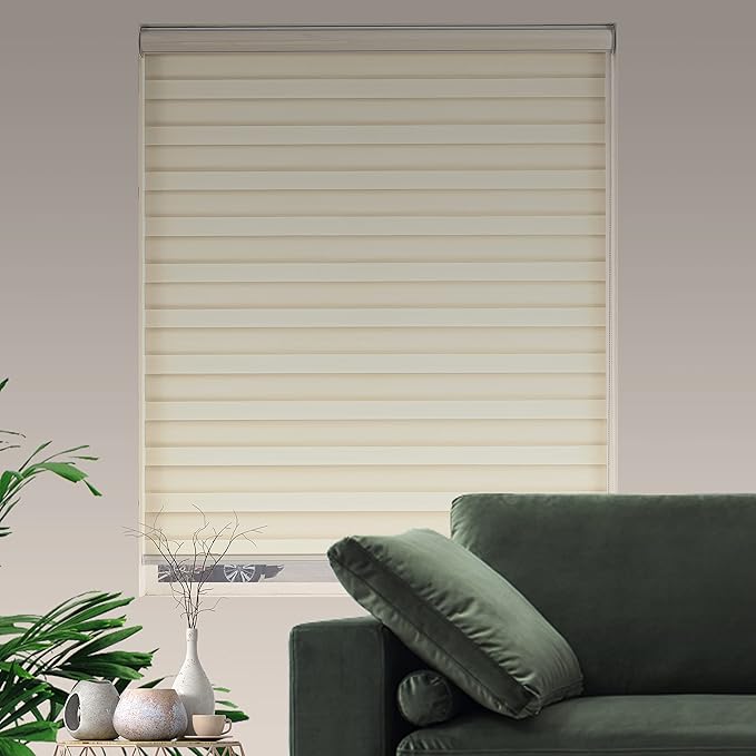 Zebra Blinds Window Blind Zebra Shade Blinds for Windows Roller Sheer Shades Privacy Light Filtering Shades for Home Kitchen Bathroom (Width 67'' X Height 72'' Cream)