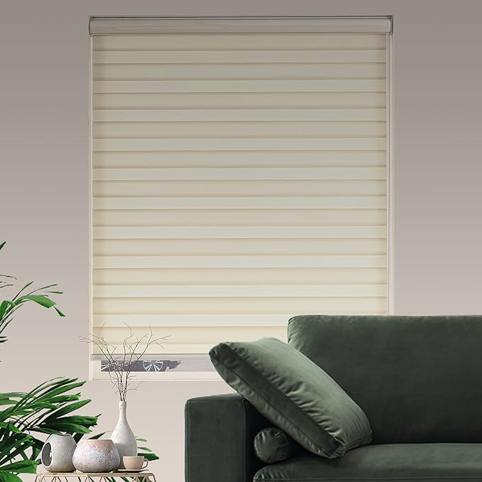 Zebra Blinds Window Blind Zebra Shade Blinds for Windows Roller Sheer Shades Privacy Light Filtering Shades for Home Kitchen Bathroom (Width 72'' X Height 72'' Cream)