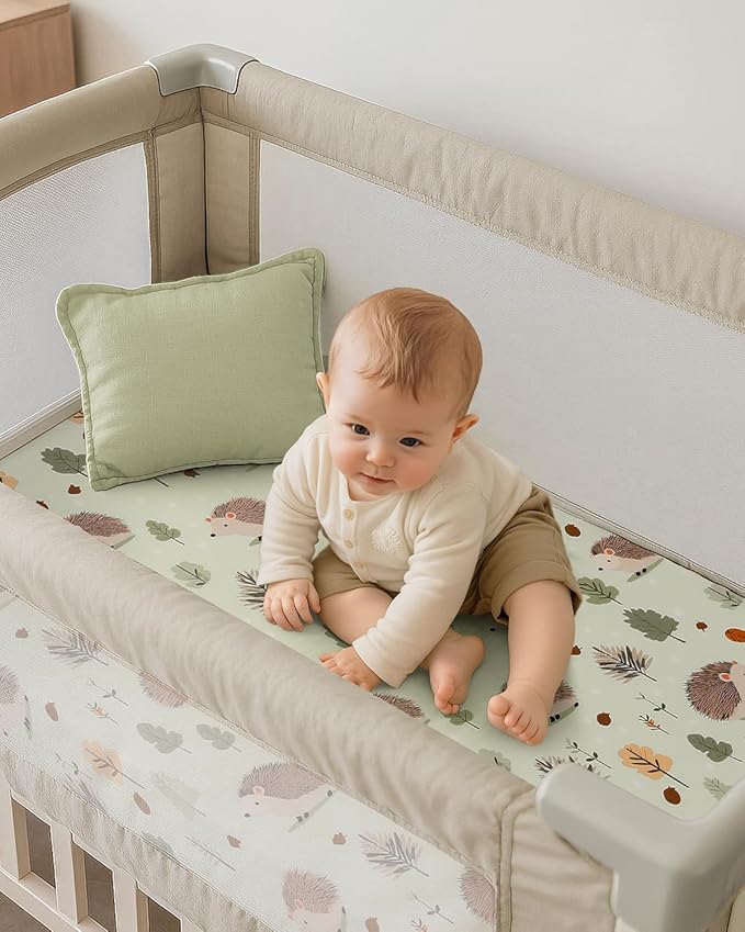 Pack and Play Sheets Fitted, Mini Crib Sheets 2-Pack for Pack N Play Mattress, Stretchy Playpen Sheet for Boys Girls, Softness and Breathable, 38" x 26"