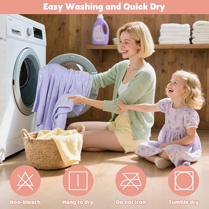 6 PCS Toddler Bath Towel Set for Boy Girl 0-5 Year, 2 PCS Thick Absorbent Hooded Baby Bath Towels Large 55" x 27.5" & 4 PCS Washcloths, Ultra Soft Gift for Infant, Toddler, Kids, Rabbit & Elephant