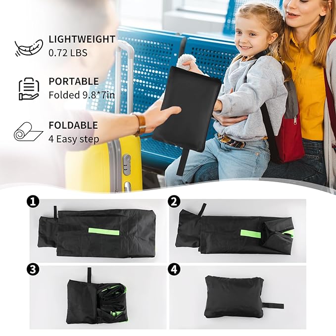 Car Seat Bag for Airplane Travel,Durable Padded Cover with Green Shoulder Straps, Fits All Car Seats, Includes 2 Luggage Tags, Waterproof Travel Bag for Air Travel