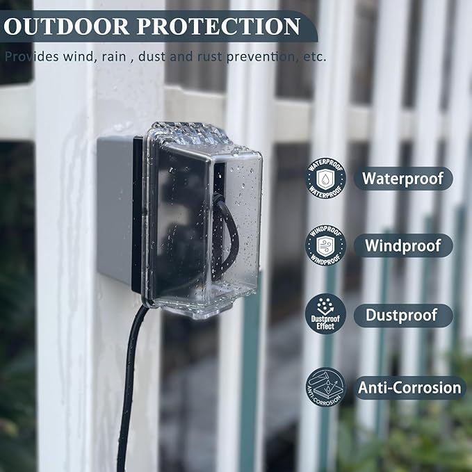 1-Gang Weatherproof Standard Electrical Outlet Cover with Lock, Baby Proof Outlet Lock Box, Fits Most 2.6 "H x 2.56 "W or Smaller Plugs,Clear Outlet Cover Box Fit for Outdoor in-Use (2pack)