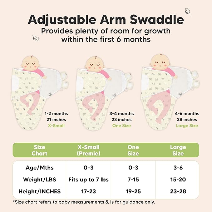 3-Pack Organic Baby Swaddle Sleep Sacks - Swaddles for Newborns, Infant 0-3 Months, Baby Girls, Boys, Soft & Snug Newborn Sleep Sack, Nursery Swaddling Blankets (Bumble Bear)