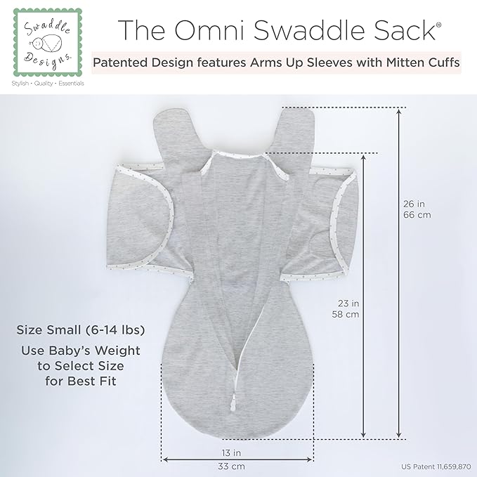 SwaddleDesigns 6-Way Omni Swaddle Sack Arms Up Swaddle for Newborn, More Options to Calm Moro Reflex, Improves Sleep, Easy Transition Baby Sleep Sack, Small, 0-3 Mo, 6-12 lbs, Watercolor Sunny Days
