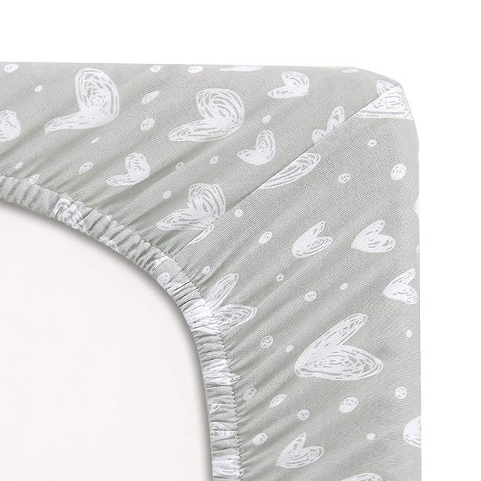 Bassinet Sheets Compatible with Babybond, Newton and QUTANIX Baby Bassinet Bedside Sleeper, 2 Pack 100% Cotton Bassinet & Bedside Sleeper Sheets, Gray and White Print for Baby