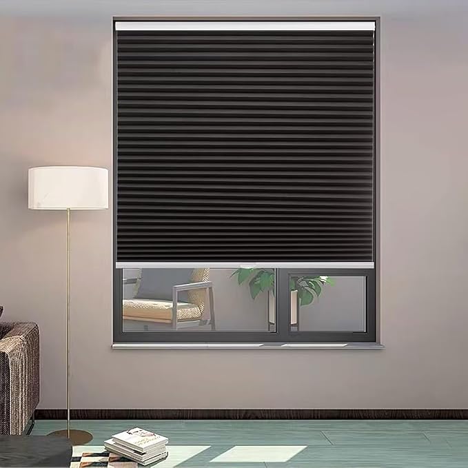 MYshade Cordless Blackout Cellular Shades, 1.5" Honeycomb Window Blinds for Bedroom & Nursery, Thermal Insulated, Noise Reducing, Privacy Shades, Inside or Outside Mount (40" W x 64" H, Black)