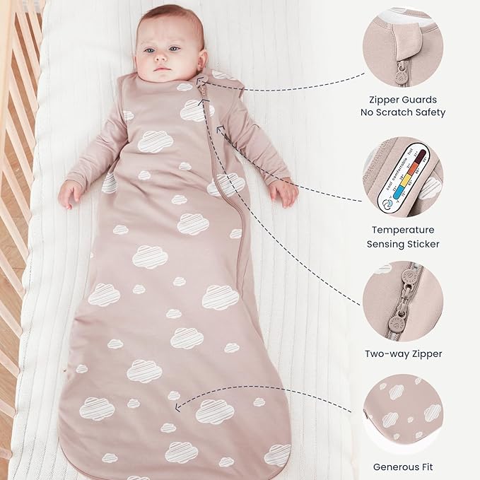 kaiya baby Unisex Sleeping Bag for Babies and Toddlers 1.0 Tog Sleep Sack 0-6 Months, Newborn Sleep Sack, Wearable Blanket Baby, One Piece Sleeveless Sleep Sack, Gifts for Baby