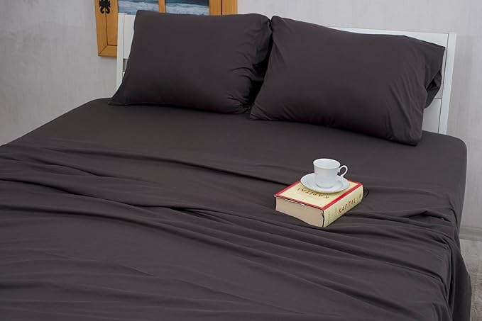 100% Cotton Bed Sheet Set with Deep Pocket - T-Shirt Fabric Jersey Knit - Extra Soft - Easy Fit - 4 Piece Set with Pillowcases - All Season - Comfy – 4 pcs (Anthracite, California King)