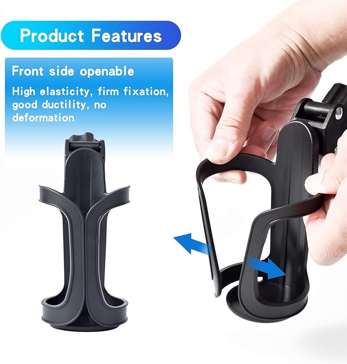 Universal Stroller Cup Holder, Upgrade Cup Holder for Walker, Attachable Bike Water Bottle Holder, Drink Holder Attachment for Wheelchair, Motorcycle, Scooter, Bicycle, Rolling Walker, Trolley