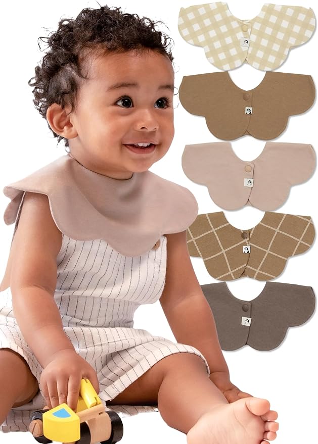Konny Baby Bibs Set, 360 ° Rotate, Soft and Absorbent Bandana Drooling for Boys Girls baby Essentials