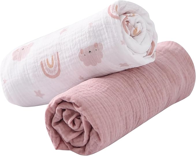 Organic Cotton Muslin Bassinet Sheets, 2 Pack – Soft, Breathable, Universal Fit for Oval, Rectangle & Hourglass Mattresses, Machine Washable, Neutral Colors for Baby Boys & Girls