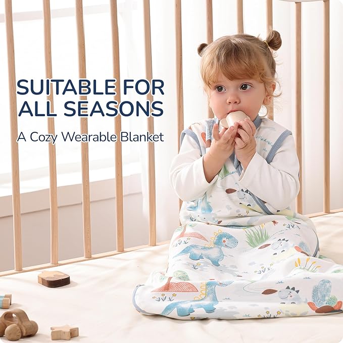 usbettas 1.0 Tog 2.5 Tog Baby Sleep Sack, 100% Cotton Baby Sleeping Bag 3-24M, 2-Way Zipper Baby Wearable Blanket