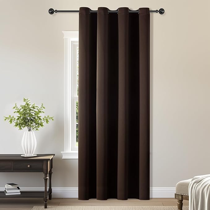 ChrisDowa Blackout Curtains 102 Inches Long for Living Room, Grommet Thermal Insulated Room Darkening Curtains for Bedroom (1 Panel Set, Brown, 52W x 102L)