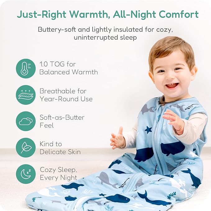 TOTCHILL Baby Sleep Sack, 1.0 TOG Cozy Wearable Blanket, Soft Sleeping Bag with Zipper, Toddler Sleep Sack 0-3-6-12-24-3T