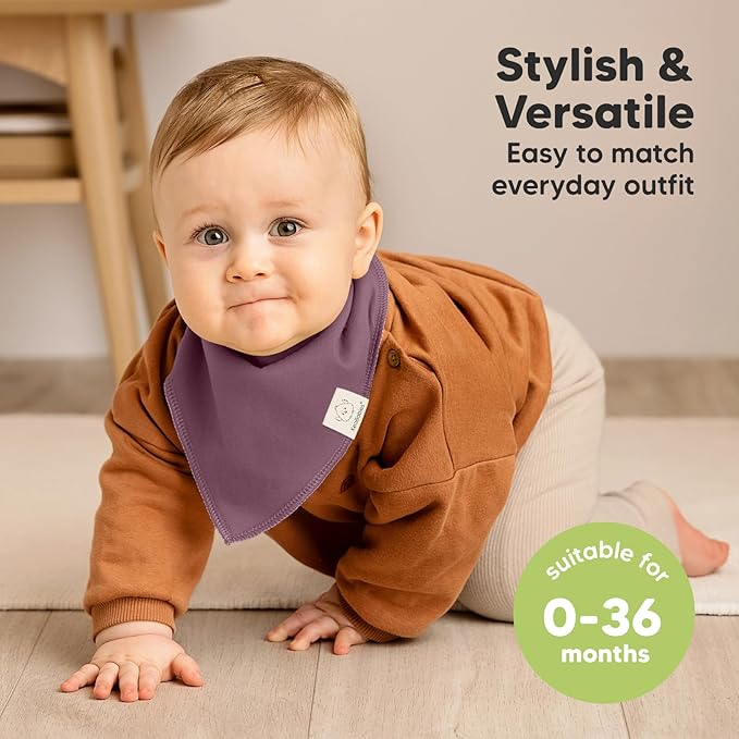 KeaBabies 8-Pack Organic Baby Bandana Bibs for Girls - Super Absorbent Triangle Baby Bibs for Drooling and Teething Infant, 100% Cotton Extra Soft for Newborn, Infant 0-36 Months (Lilac)