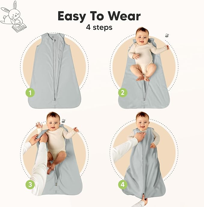 2-Pack Baby Sleep Sacks, Zipper Wearable Blanket - 0.5TOG Organic Cotton, Lightweight, Soft Cozy Toddler Sleeping Sack 12-24 months, Easy to Wear Large Newborn Transition Swaddles Sleepsacks (Toasty)