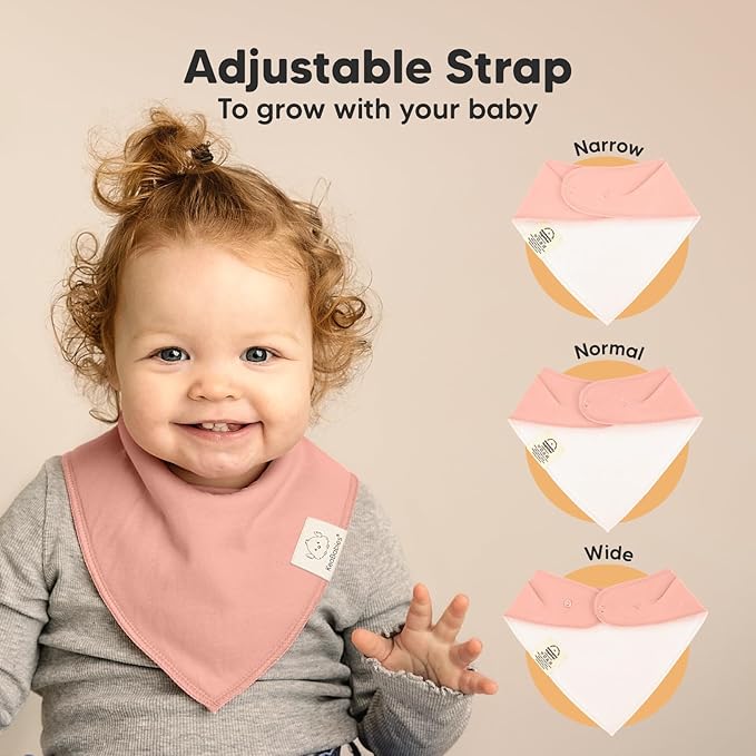 KeaBabies 8-Pack Organic Baby Bandana Bibs for Girls - Super Absorbent Triangle Baby Bibs for Drooling and Teething Infant, 100% Cotton Extra Soft for Newborn, Infant 0-36 Months (Mauve)