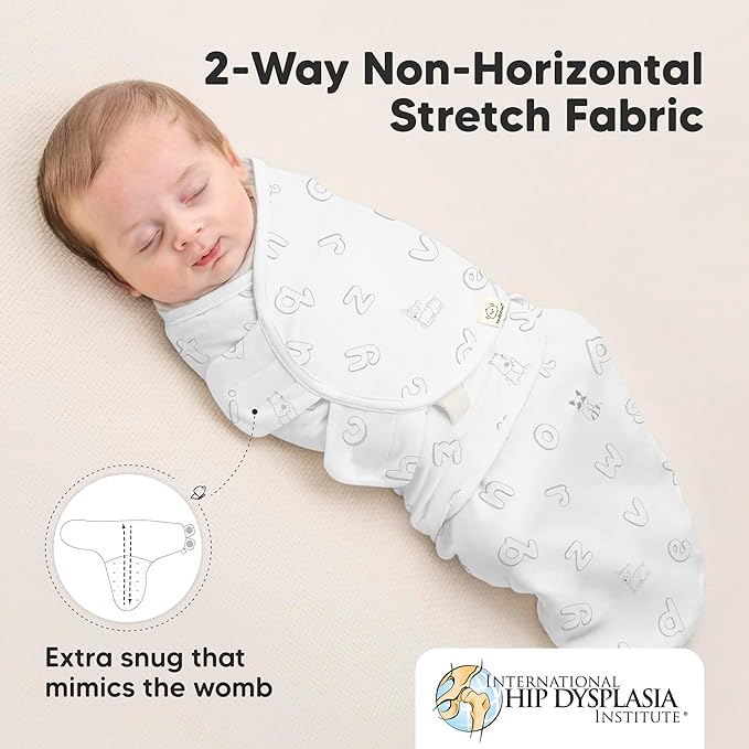 3-Pack Organic Baby Swaddle Sleep Sacks - Swaddles for Newborns, Infant 0-3 Months, Baby Girls, Boys, Soft & Snug Newborn Sleep Sack, Nursery Swaddling Blankets (ABC Land Cloud)