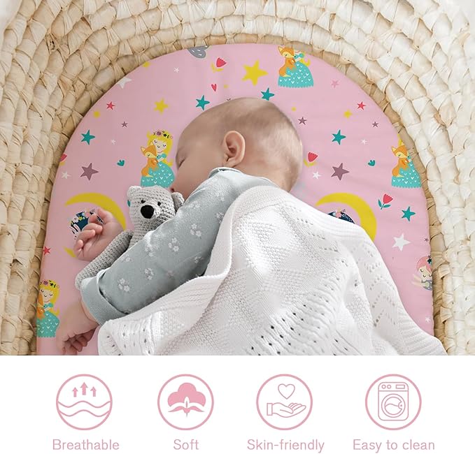 Little Grape Land Bassinet Sheets 4 Pack, 33" x 18" Fitted Bassinet Sheets Up to 4" Deep Pocket, Ultra Soft Baby Bassinet Fitted Sheets for Bassinet Mattress, Unicorn Dreams