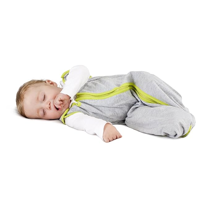 Baby Deedee 100% Cotton Sleeping Sack, Baby Sleeping Bag Wearable Blanket, Sleep Nest Lite, Newborn and Infants, Heather Gray Lime, Small (0-6 Months)