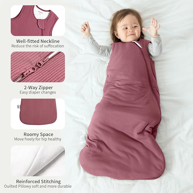 BubblePanda Rayon Made from Bamboo Sleep Sack 6-12 Months Supersoft Toddler Sleep Sack 1.0 Tog Breathable Baby Wearable Blanket with 2-Way Zipper Unisex Sleeping Bag for Babies
