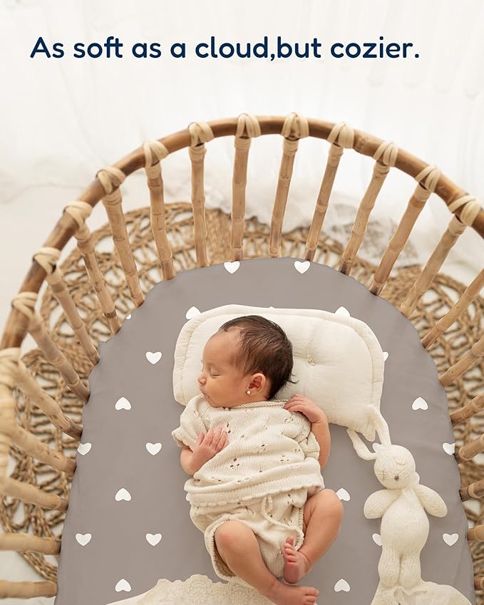 Bedside Sleeper Bassinet Fitted Sheets 33x20 for Maxi COSI Iora, Koola Baby, Baby Joy, Angelbliss, Kidsclub Bedside Bassinet - Buttery Soft Sheets, 2 Pack