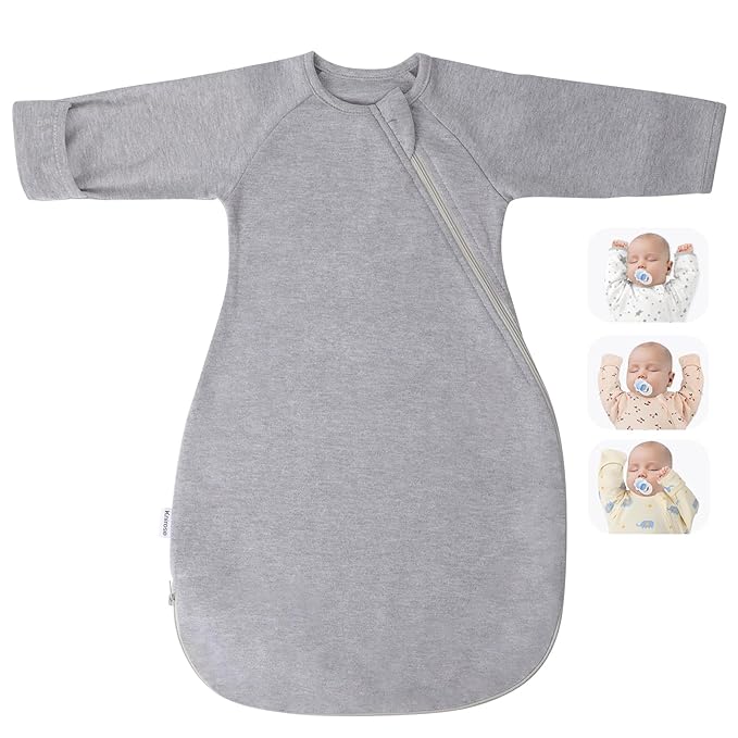 Premium Soft Cotton Transitional Swaddle Sack with Arms Up & Sleeves 3-6 Months, Mitten Cuffs, 2-Way Zipper, Sleeping Sacks for Newborns - Calms Startle Reflex, Boys & Girls Sleep Bag