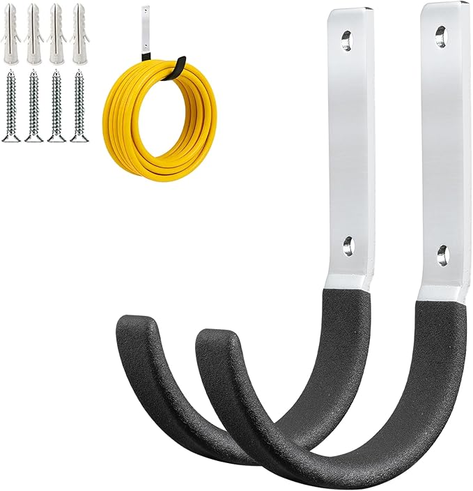Heavy Duty Steel Garage Hooks,Garage Storage Utility Hooks,Heavy Duty Garage Garden Tool Organizer,Steel Wall Mount Hooks, Garden Hose Hanger, Black U Hooks (Dark Brown-2PC)