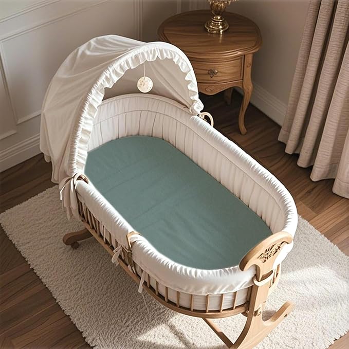 4 Pack Bassinet Sheets 20” x 35”, Compatible with Besrey, Foalom, MiClassic, Milliard and Large Bassinet Mattress, Soft and Skin-Friendly, Mint Green and Color Rainbow