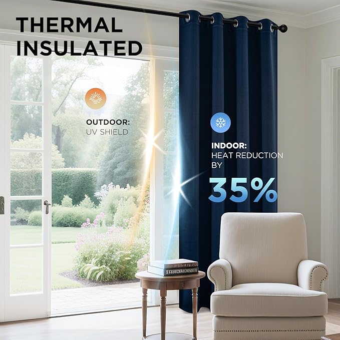 Joydeco Blackout Curtains 84 Inch Length 2 Panels Set, Thermal Insulated Long Drapes 2 Burg, Room Darkening Grommet Curtains for Living Room Bedroom Window