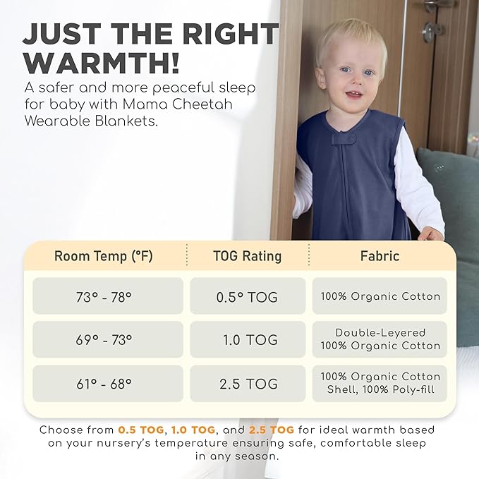 Toddler Sleep Sack with Feet, 0.5 TOG Organic Cotton Baby Sleeping Bag with Legs, Baby Wearable Blankets for Walkers w/ 2-Way Zipper, Baby Sleep Sack for Girls & Boys, Early Walker 6-18 Month
