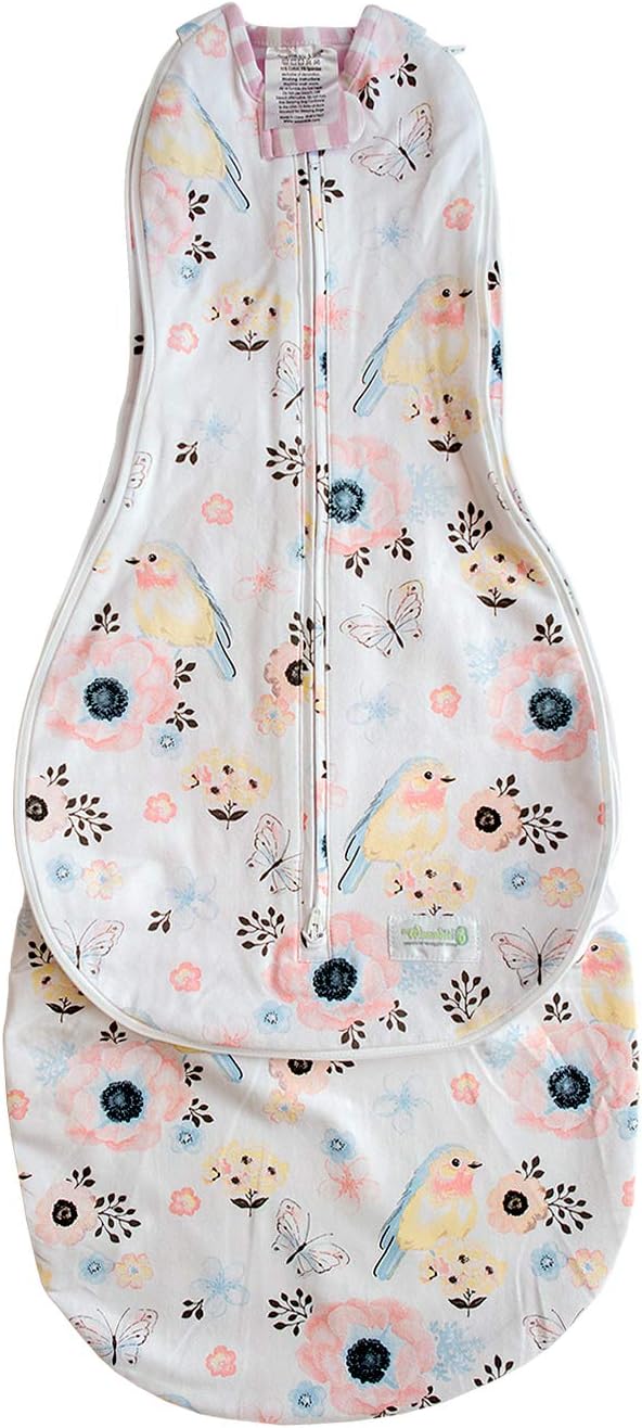 Woombie Grow with Me Baby Swaddle, Convertible Swaddle Fits 0-9 Months, Expands to Wearable Blanket Up to 18 Months, Birds & Stripes