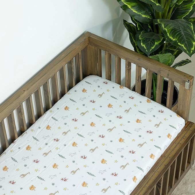 Dreamology Muslin Mini Crib Sheets, Boys,Girls,Soft & Breathable Crib Sheet,1 Pack | 100% Cotton Crib Sheets for Mini Cribs & Mini Crib Mattress, Pack n Play Sheets, 24x38 Mini Crib Sheet | Animal