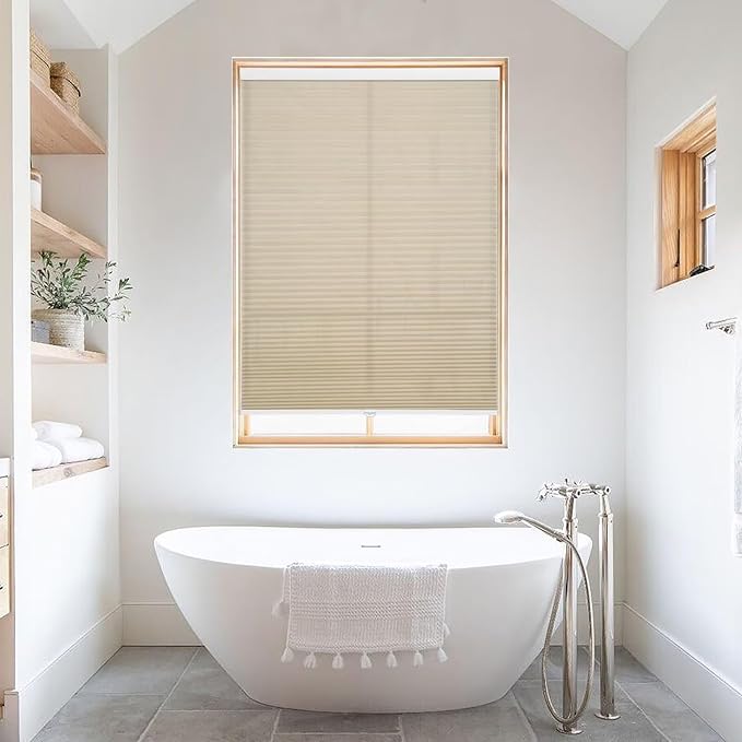 MYshade 1.5-Inch Cellular Cordless Light Filtering Shades, Honeycomb Window Blinds for Soft Daylight & Privacy, Thermal Insulation, Child Safe, Inside or Outside Mount (36" W x 72" H, Beige)